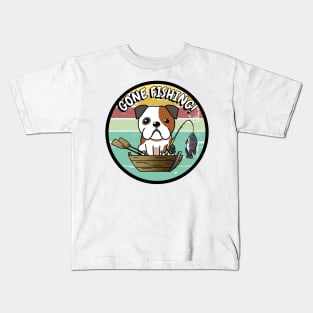 Cute english bulldog has gone fishing Kids T-Shirt